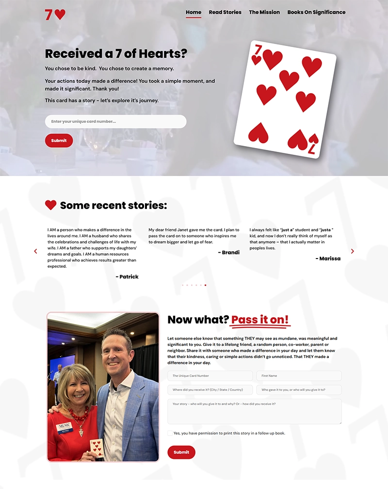 7 Of Hearts Motivational Website Development in WordPress