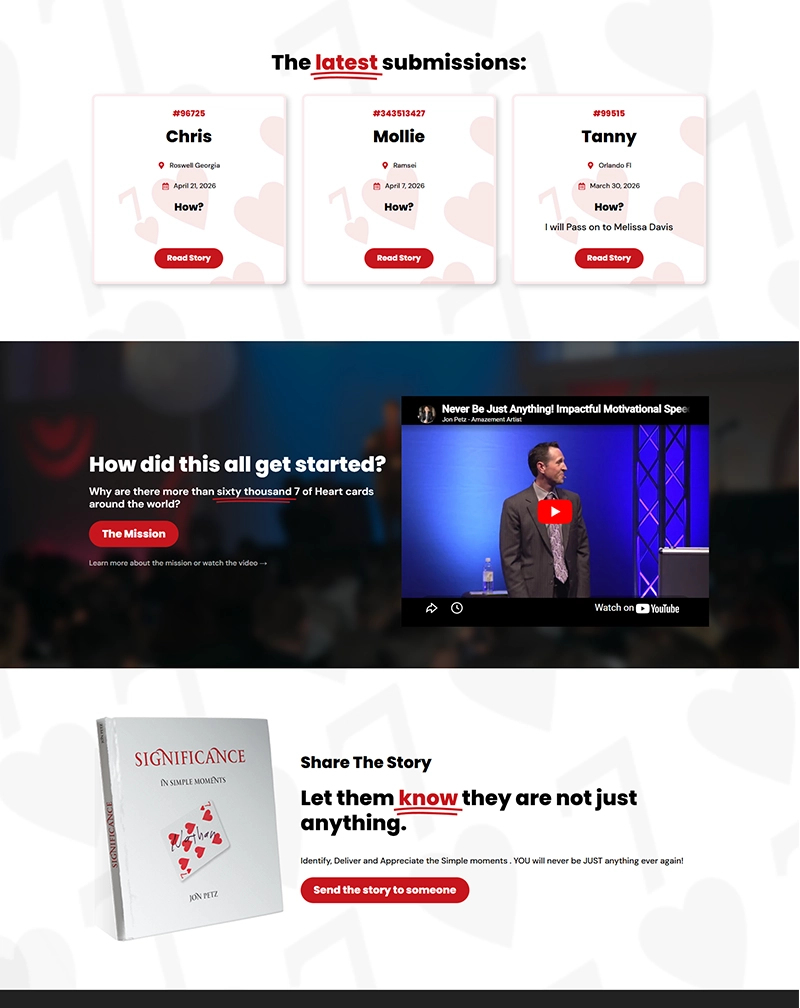 7 Of Hearts Motivational Website Development in WordPress
