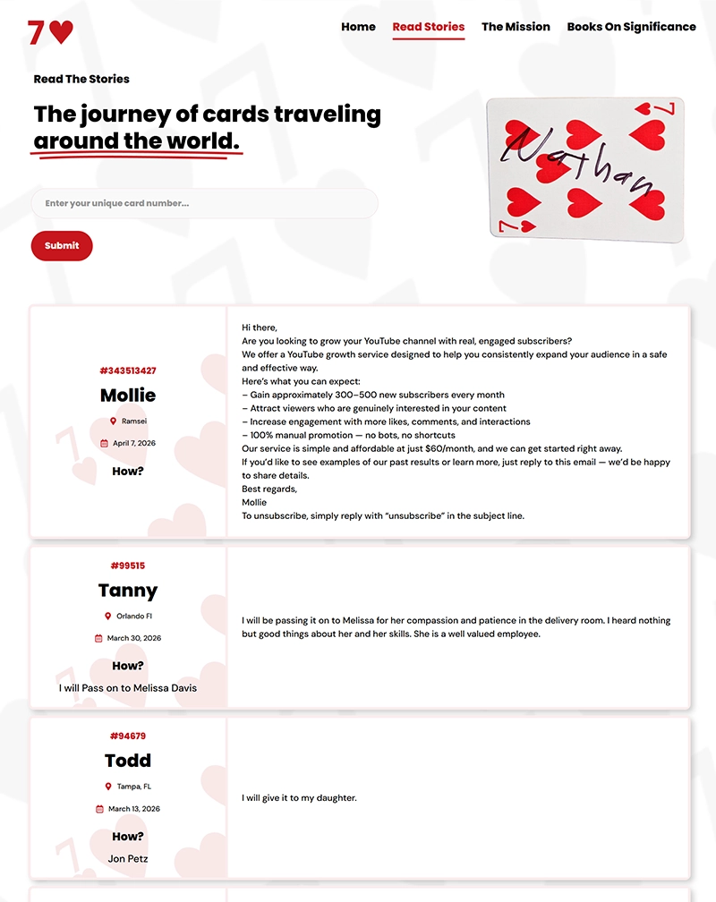 7 Of Hearts Motivational Website Development in WordPress