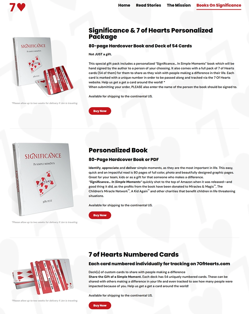 7 Of Hearts Motivational Website Development in WordPress