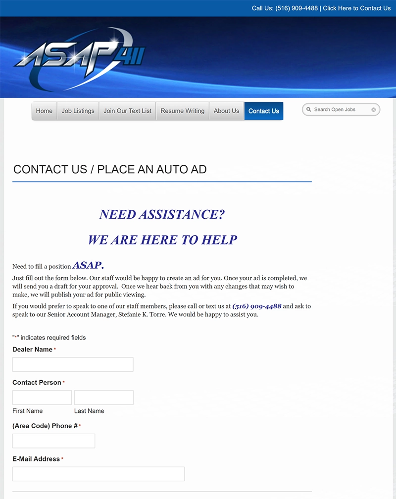 ASAP411 Automotive Recruitment Website