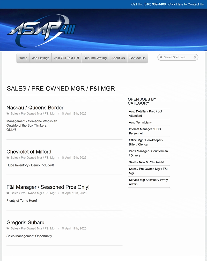 ASAP411 Automotive Recruitment Website