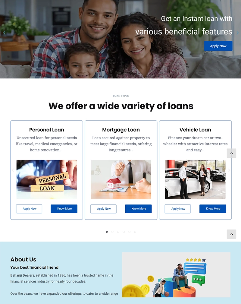 Behariji Finserv Financial Services Website Development
