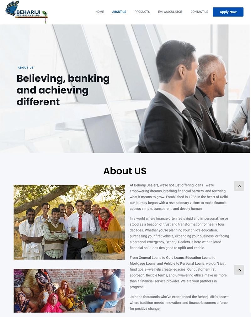 Behariji Finserv Financial Services Website Development
