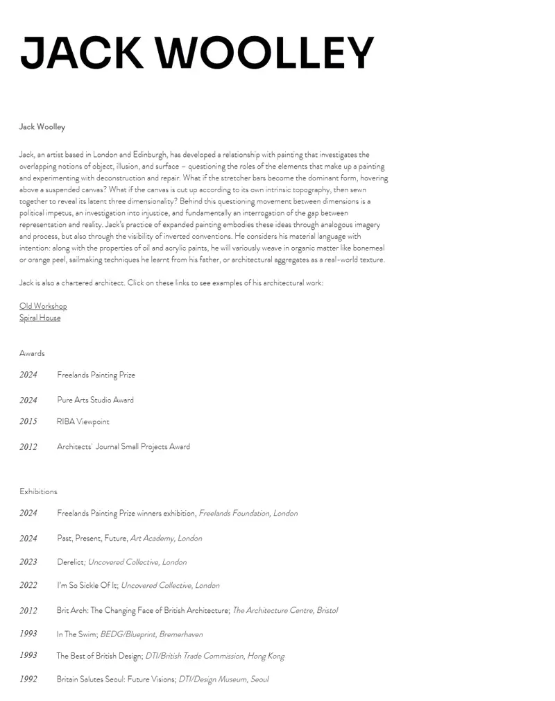 Jack Woolley – Artist Portfolio Website Development