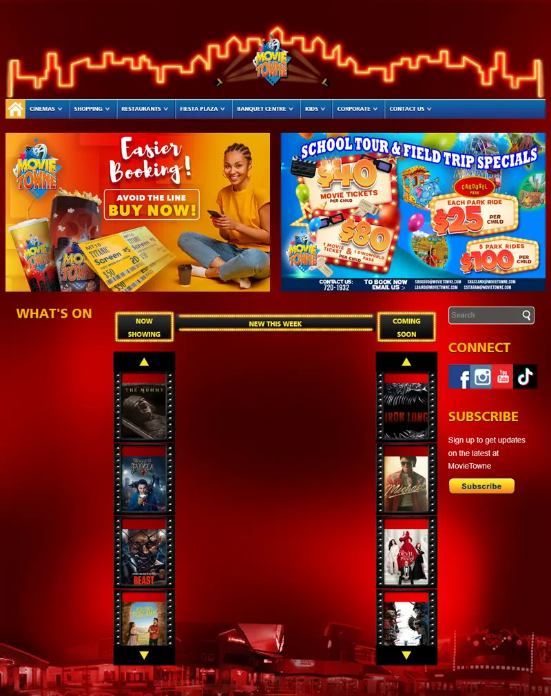 MovieTowne – PHP Entertainment & Cinema Website Development