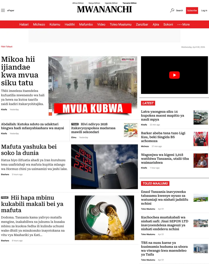 Mwananchi News & Media Publishing Platform