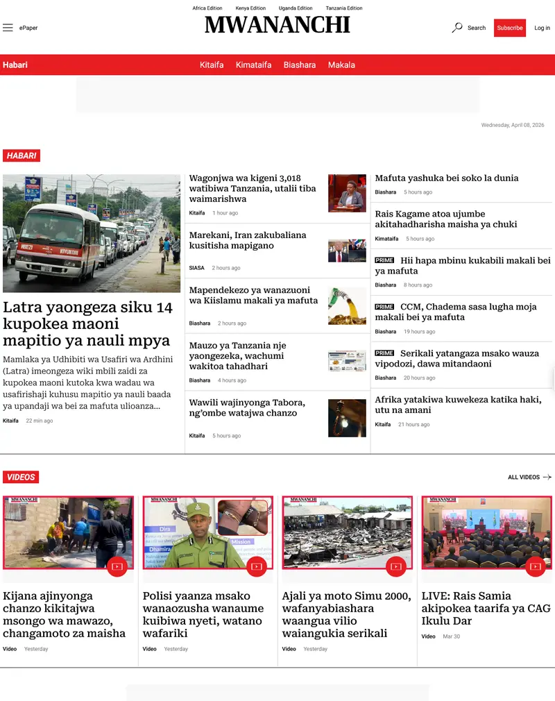 Mwananchi News & Media Publishing Platform