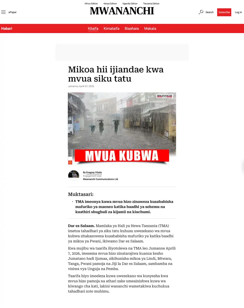 Mwananchi News & Media Publishing Platform