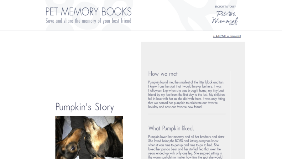 Pet Memorial Services