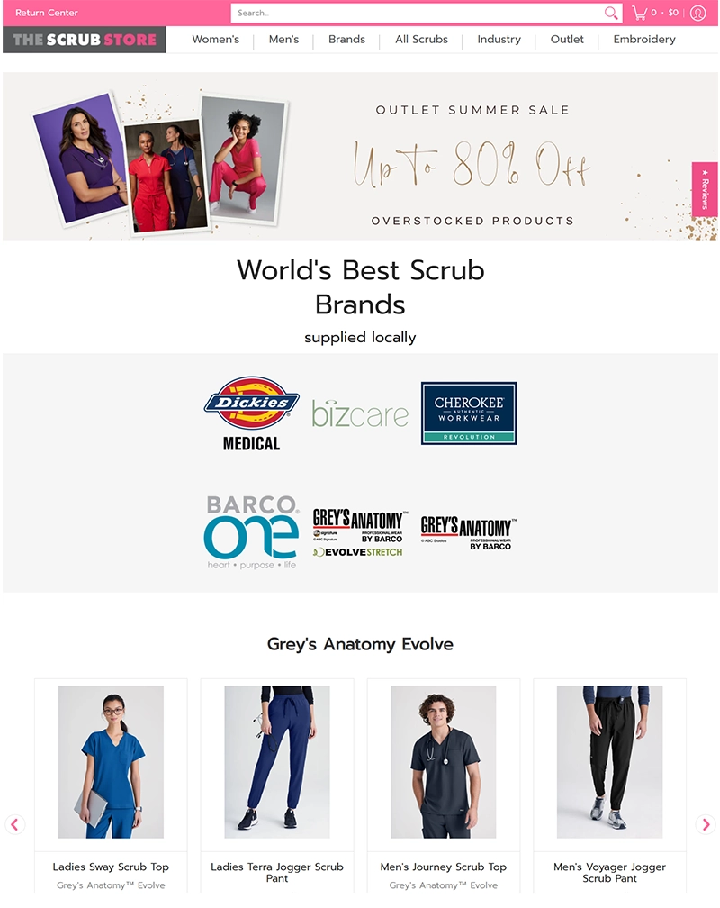 The Scrub Store Shopify eCommerce Website Development