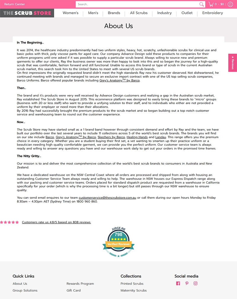 The Scrub Store Shopify eCommerce Website Development