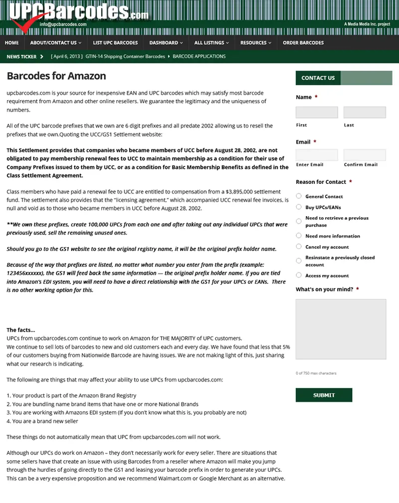 UPC Barcodes – WordPress Barcode Services Website Development